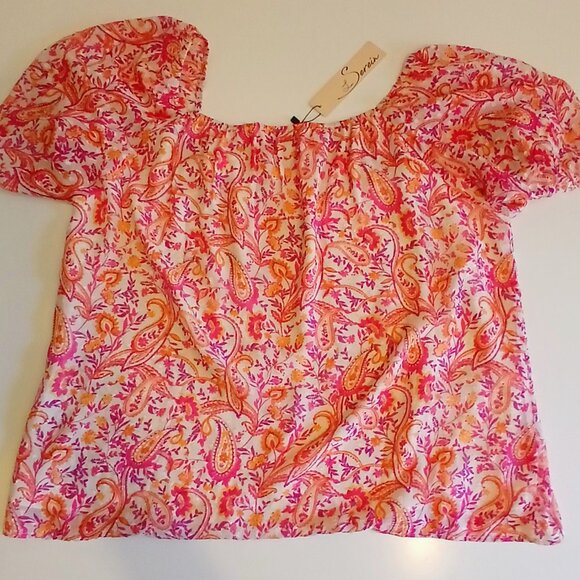 NWT Les Serein Janelle Women's Square Necked Blouse Size XL - Picture 2 of 7